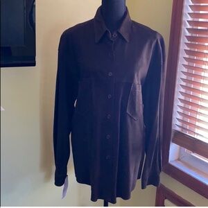 🐻Brown SUEDE Button Down Shirt